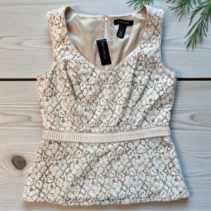 White House Black Market Lace Peplum Top – Size 6 – NWT